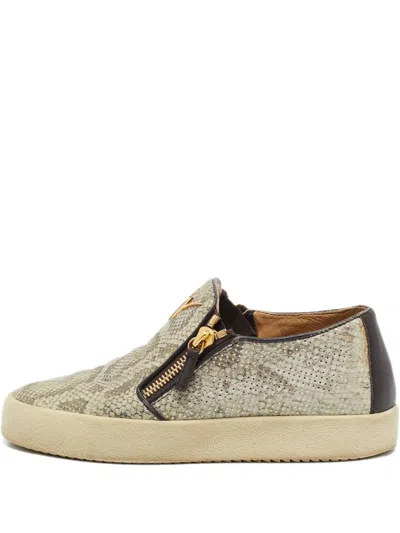 Pre-owned Giuseppe Zanotti Vintage Eve Zip-up Sneakers In Neutral