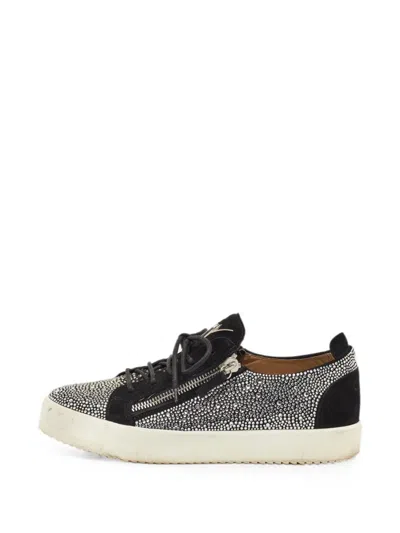 Pre-owned Giuseppe Zanotti Vintage Frankie Crystal-embellished Sneakers In Black