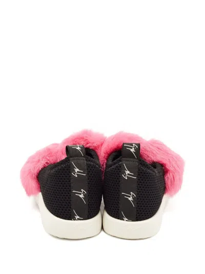 Pre-owned Giuseppe Zanotti Vintage Fur-embellished Sneakers In Black