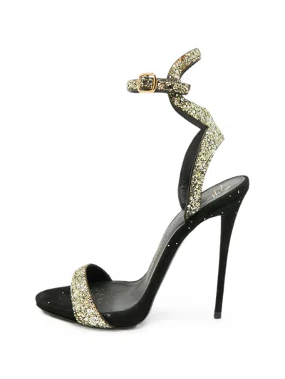 Pre-owned Giuseppe Zanotti Vintage Glitter Ankle-strap Sandals In Black