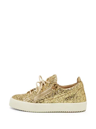 Pre-owned Giuseppe Zanotti Vintage Glitter Side-zip Sneakers In Gold