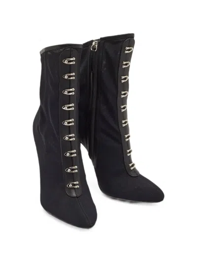 Pre-owned Giuseppe Zanotti Vintage Janice Mesh-panel Ankle Boots In Black