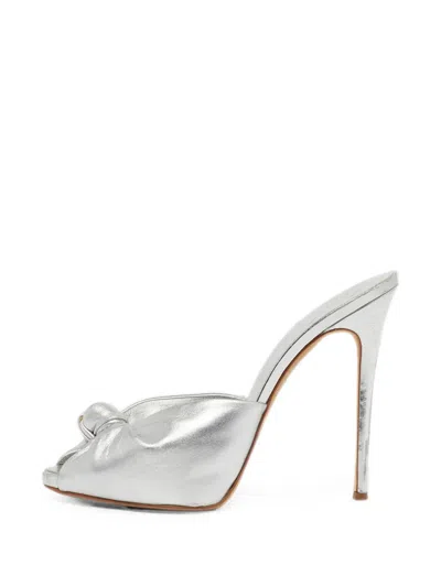 Pre-owned Giuseppe Zanotti Vintage Knotted Leather Heeled Mules In Silver