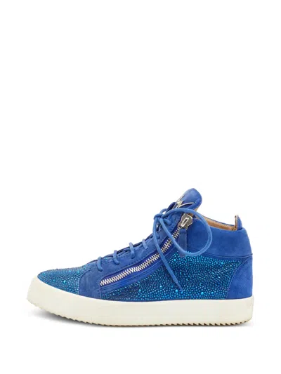 Pre-owned Giuseppe Zanotti Vintage Kriss Crystal-embellished Sneakers In Blue