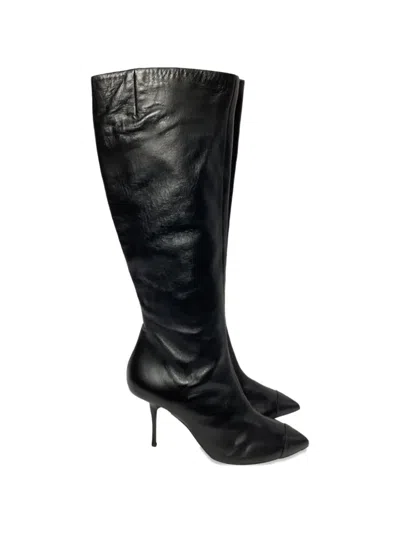 Pre-owned Giuseppe Zanotti Vintage Leather Knee-high Boots In Black
