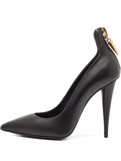 Pre-owned Giuseppe Zanotti Vintage Leather Zip Heeled Pumps In Black