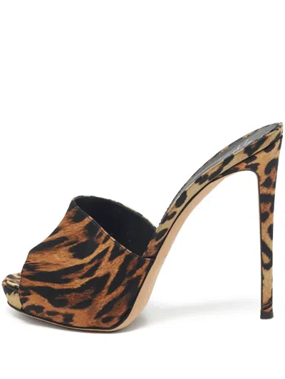 Pre-owned Giuseppe Zanotti Vintage Leopard-print Open-toe Mules