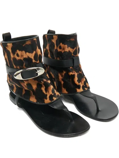 Pre-owned Giuseppe Zanotti Vintage Leopard-print Sandals In Brown