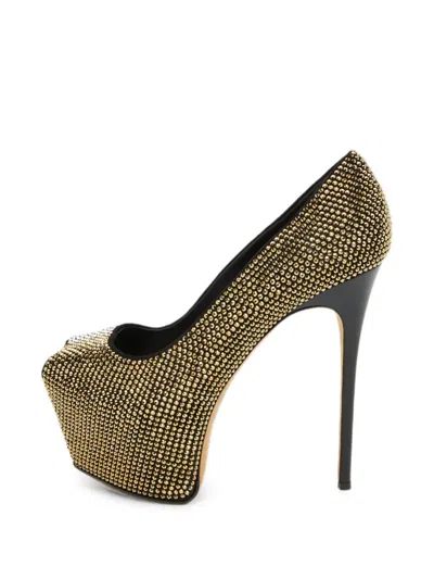 Pre-owned Giuseppe Zanotti Vintage Liza Crystal-embellished Pumps In Gold