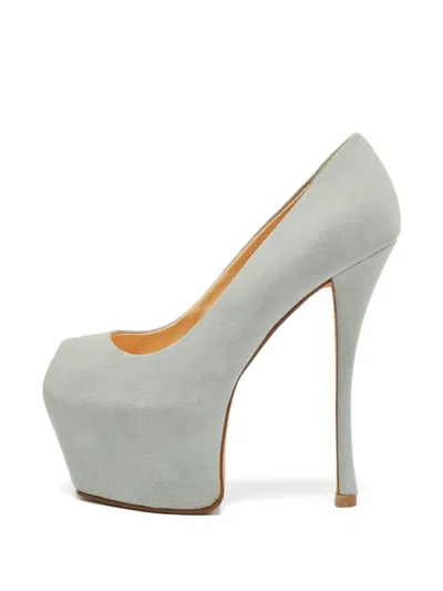 Pre-owned Giuseppe Zanotti Vintage Liza Platform Peep-toe Pumps In Gray