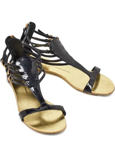 Pre-owned Giuseppe Zanotti Vintage Patent-leather Multi-straps Sandals In Black
