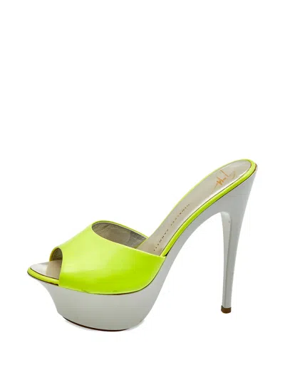 Pre-owned Giuseppe Zanotti Vintage Patent Leather Platform Sandals In Yellow