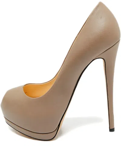Pre-owned Giuseppe Zanotti Vintage Peep-toe Platform Pumps In Neutral