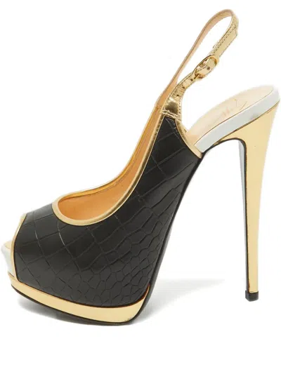 Pre-owned Giuseppe Zanotti Vintage Peep-toe Pumps In Black