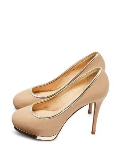 Pre-owned Giuseppe Zanotti Vintage Platform Round-toe Pumps In Neutral