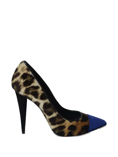 Pre-owned Giuseppe Zanotti Vintage Pointed Animal-print Pumps In Brown