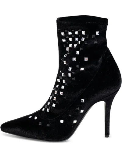 Pre-owned Giuseppe Zanotti Vintage  100mm Crystal-embellished Ankle Boots In Black