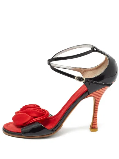 Pre-owned Giuseppe Zanotti Vintage  105mm Rose-embellished Sandals In Black