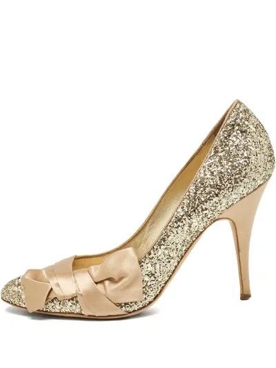 Pre-owned Giuseppe Zanotti Vintage  105mm Uma Glitter-embellished Pumps In Gold