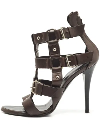 Pre-owned Giuseppe Zanotti Vintage  110mm Buckle-strap Sandals In Brown