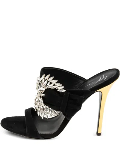 Pre-owned Giuseppe Zanotti Vintage  115mm Crystal-embellished Sandals In Black