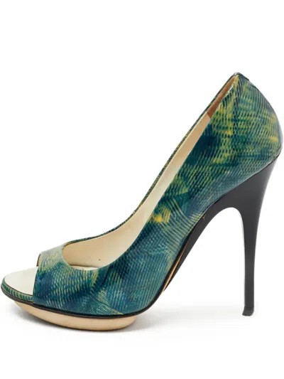 Pre-owned Giuseppe Zanotti Vintage  115mm Leather Pumps In Green