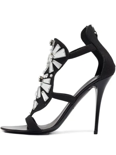Pre-owned Giuseppe Zanotti Vintage  120mm Crystal-embellished Sandals In Black