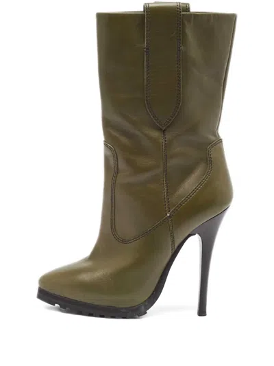 Pre-owned Giuseppe Zanotti Vintage  120mm Leather Boots In Green
