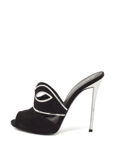 Pre-owned Giuseppe Zanotti Vintage  120mm Mask-detail Heeled Sandals In Black