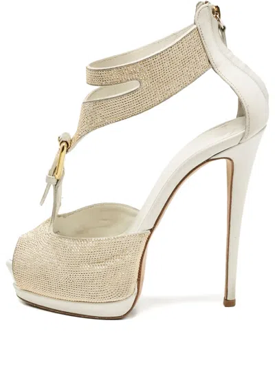 Pre-owned Giuseppe Zanotti Vintage  120mm Platform Sandals In White