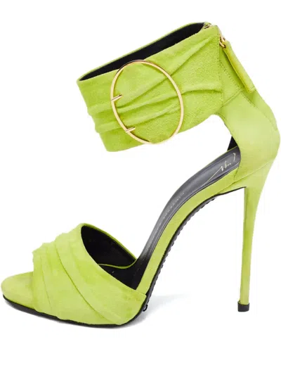 Pre-owned Giuseppe Zanotti Vintage  120mm Ruched Sandals In Green