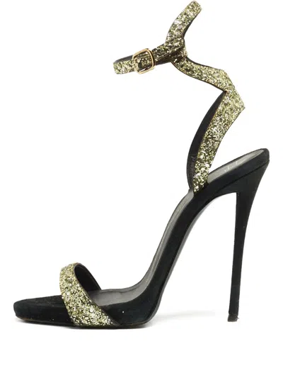 Pre-owned Giuseppe Zanotti Vintage  130mm Coarse Glittered Stiletto Sandals