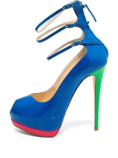 Pre-owned Giuseppe Zanotti Vintage  135mm Patent Pumps In Blue