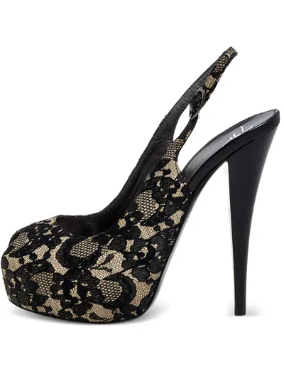 Pre-owned Giuseppe Zanotti Vintage  140mm Lace Slingback Pumps