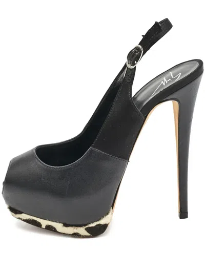 Pre-owned Giuseppe Zanotti Vintage  145mm Slingback Pumps In Black