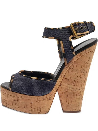 Pre-owned Giuseppe Zanotti Vintage  155mm Denim Platform Sandals