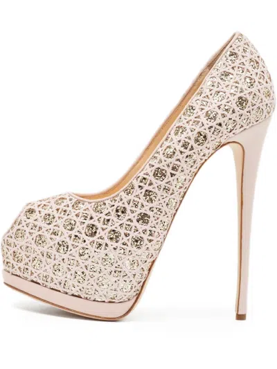 Pre-owned Giuseppe Zanotti Vintage  170mm Glitter-embellished Pumps In Pink