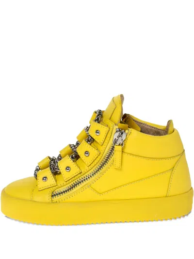 Pre-owned Giuseppe Zanotti Vintage  Chain-detail Zip Sneakers In Yellow
