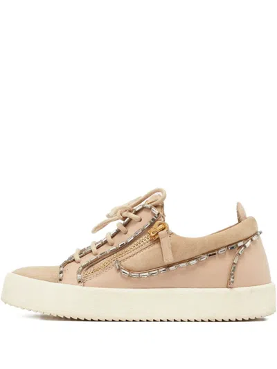Pre-owned Giuseppe Zanotti Vintage  Crystal-embellished Sneakers In Neutral