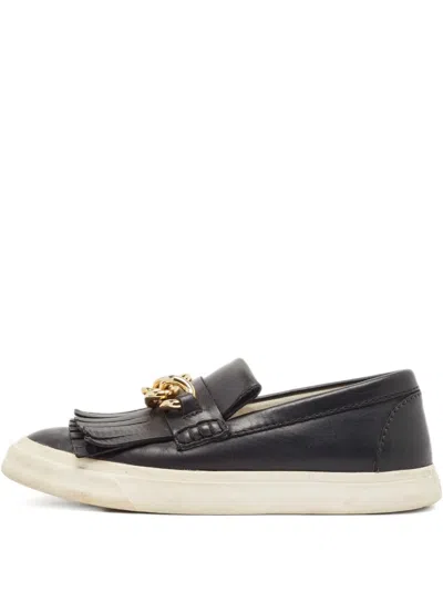 Pre-owned Giuseppe Zanotti Vintage  Fringed Leather Sneakers In Black