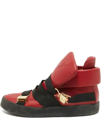 Pre-owned Giuseppe Zanotti Vintage  Leather High-top Sneakers In Red