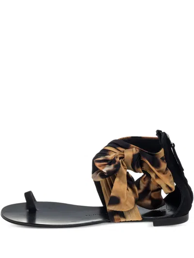 Pre-owned Giuseppe Zanotti Vintage  Leopard-print Knotted Flat Sandals