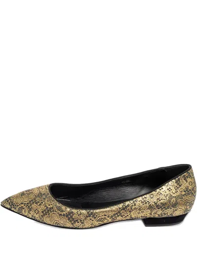 Pre-owned Giuseppe Zanotti Vintage  Pointed Toe Lace Ballet Flats