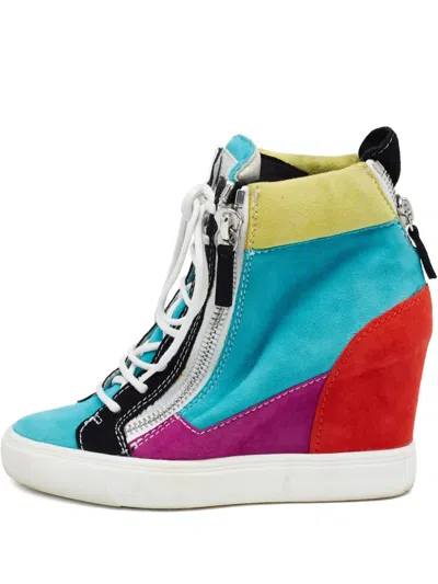 Pre-owned Giuseppe Zanotti Vintage  Suede Wedge Sneakers In Blue