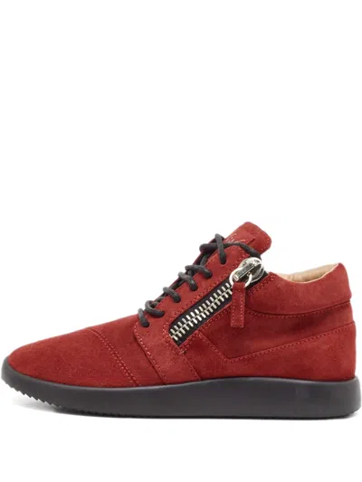 Pre-owned Giuseppe Zanotti Vintage  Suede Zip-up Sneakers In Red