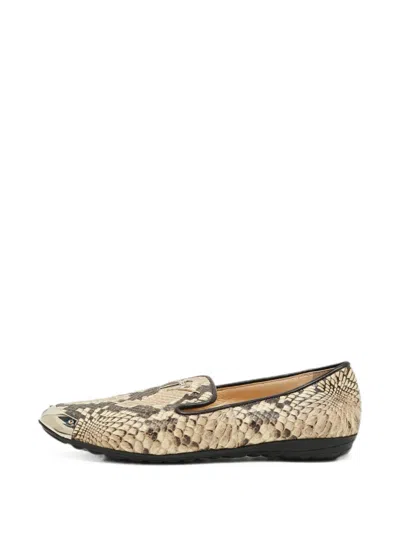 Pre-owned Giuseppe Zanotti Vintage Python-embossed Slippers In Neutral