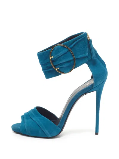 Pre-owned Giuseppe Zanotti Vintage Ruched-detailing Ankle-strap Heeled Sandals In Blue