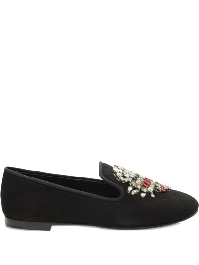 Pre-owned Giuseppe Zanotti Vintage Scorpion-embellished Flat Loafers In Black