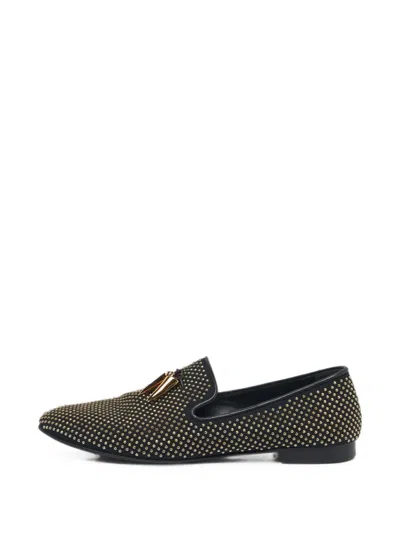 Pre-owned Giuseppe Zanotti Vintage Shark Tooth Studded Loafers In Black