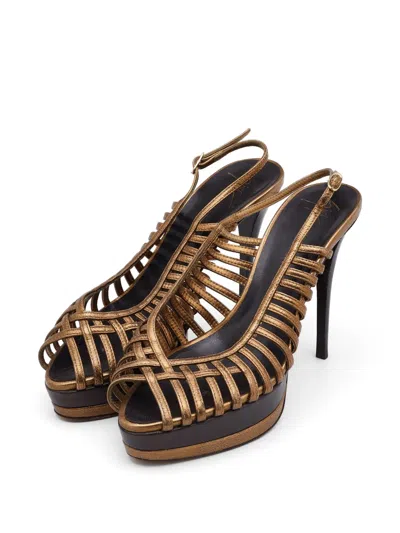 Pre-owned Giuseppe Zanotti Vintage Strappy Platform Sandals In Gold